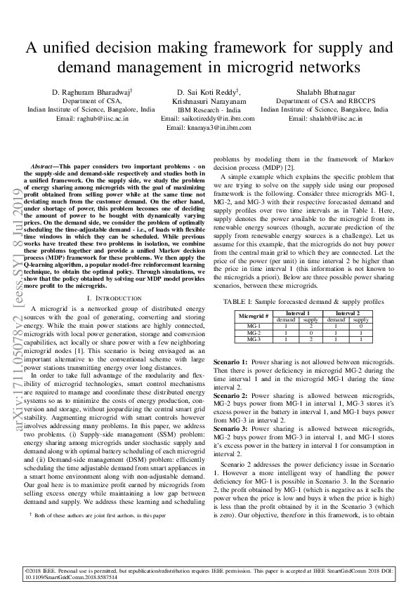 (PDF) A unified decision making framework for supply and demand ...