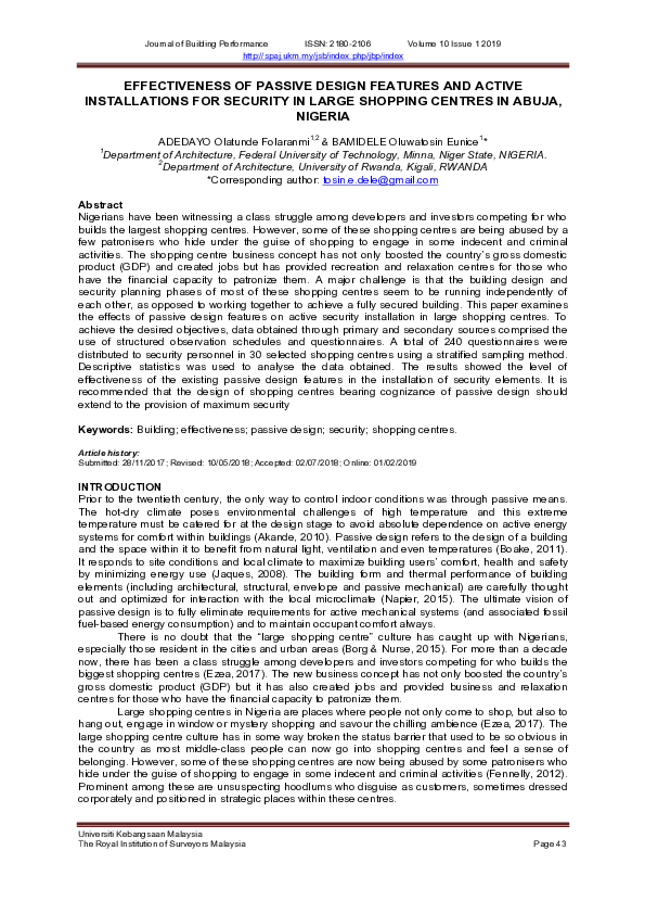 (PDF) Effectiveness of Passive Design Features and Active Installations ...