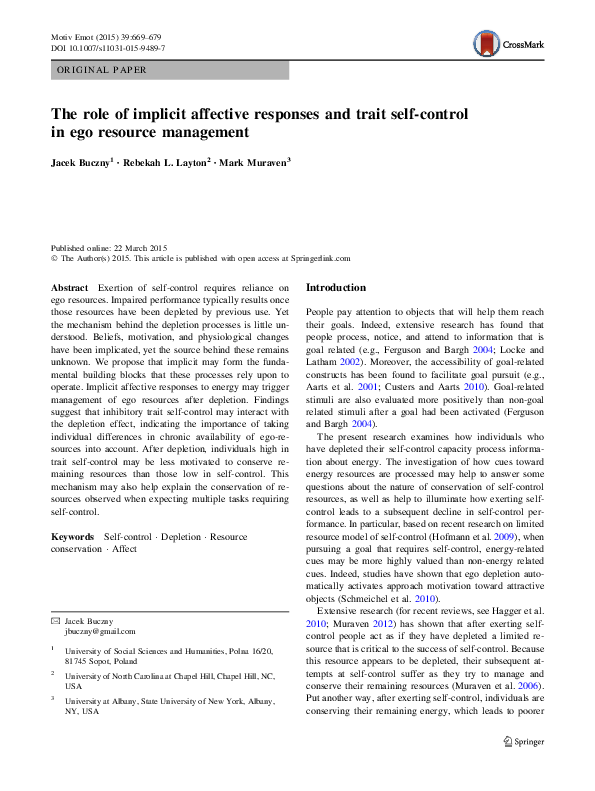 (PDF) The role of implicit affective responses and trait self-control ...