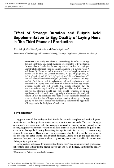 (PDF) Effect of Storage Duration and Butyric Acid Supplementation to ...
