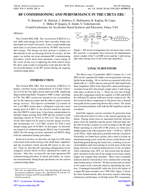 (PDF) RF Commissioning and Performance in the CBETA ERL