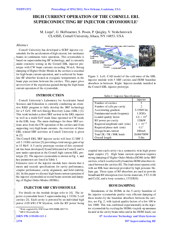 (PDF) High Current Operation of the Cornell Erl Superconducting RF ...