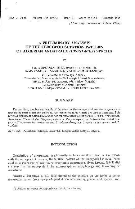 (PDF) A preliminary analysis of the cercopod setation pattern of ...