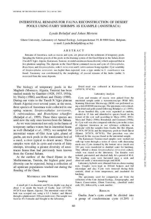 (PDF) Interstitial Remains for Fauna Reconstruction of Desert Pools ...