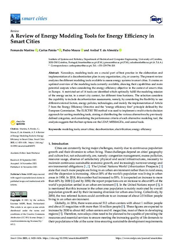 (PDF) A Review of Energy Modeling Tools for Energy Efficiency in Smart ...