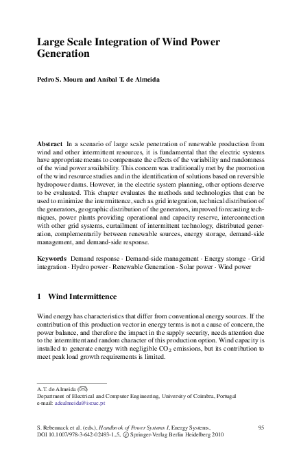 (PDF) Large Scale Integration of Wind Power Generation