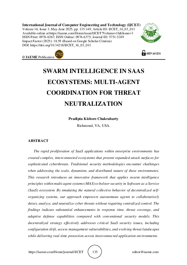 (PDF) SWARM INTELLIGENCE IN SAAS ECOSYSTEMS: MULTI-AGENT COORDINATION ...