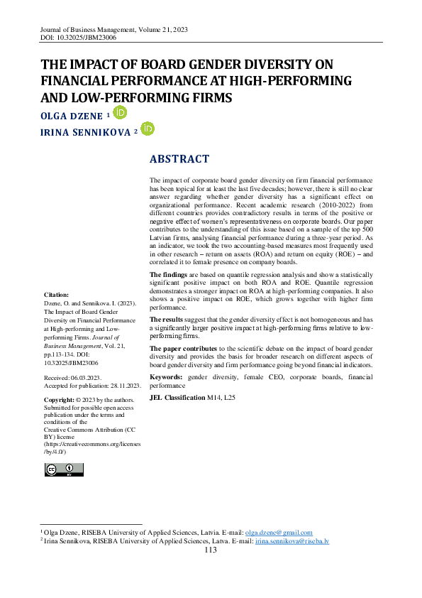 (PDF) THE IMPACT OF BOARD GENDER DIVERSITY ON FINANCIAL PERFORMANCE AT ...