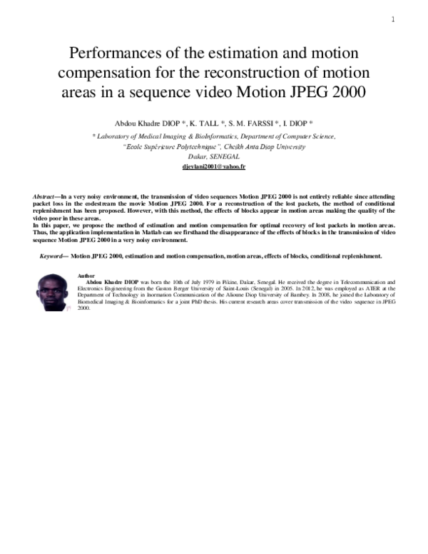(PDF) Performances of the estimation and motion compensation for the ...