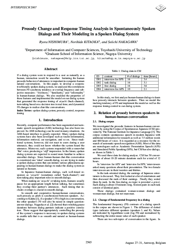 (PDF) Prosody change and response timing analysis in spontaneously ...