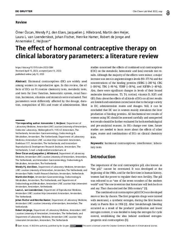 (PDF) The effect of hormonal contraceptive therapy on clinical ...