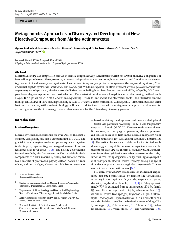 (PDF) Metagenomics Approaches in Discovery and Development of New ...