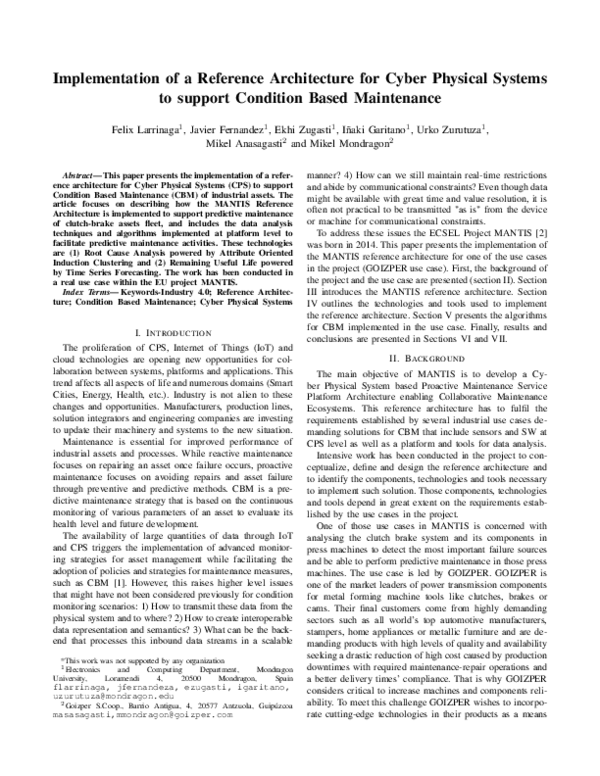 (PDF) Implementation of a Reference Architecture for Cyber Physical ...