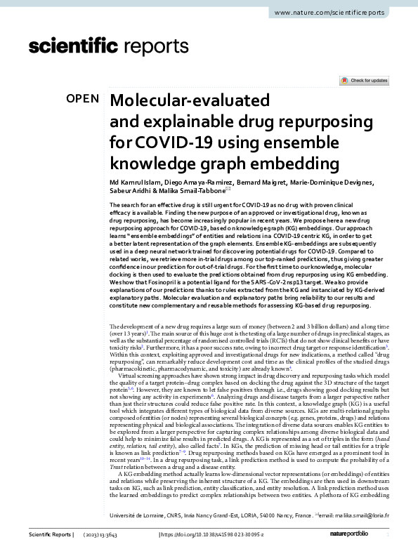 (PDF) Molecular-evaluated and explainable drug repurposing for COVID-19 ...