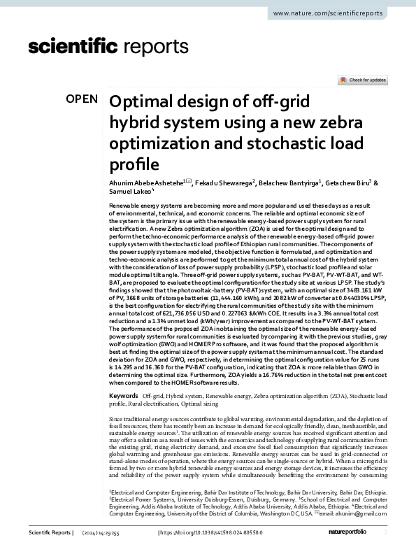 (PDF) Optimal design of off-grid hybrid system using a new zebra ...