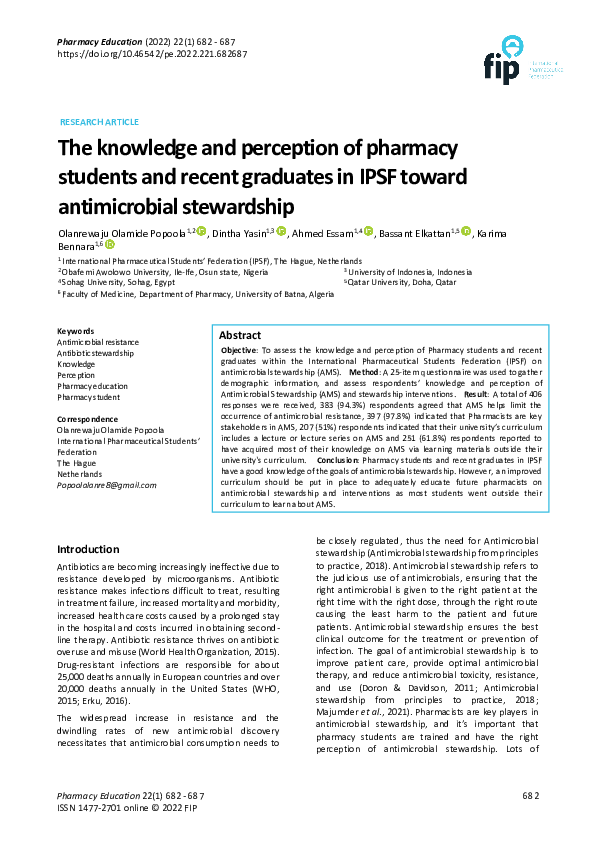 (PDF) The knowledge and perception of pharmacy students and recent ...