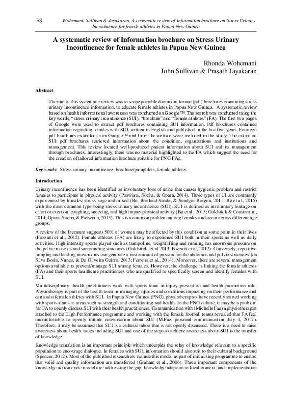 (PDF) A systematic review of Information brochure on Stress Urinary ...