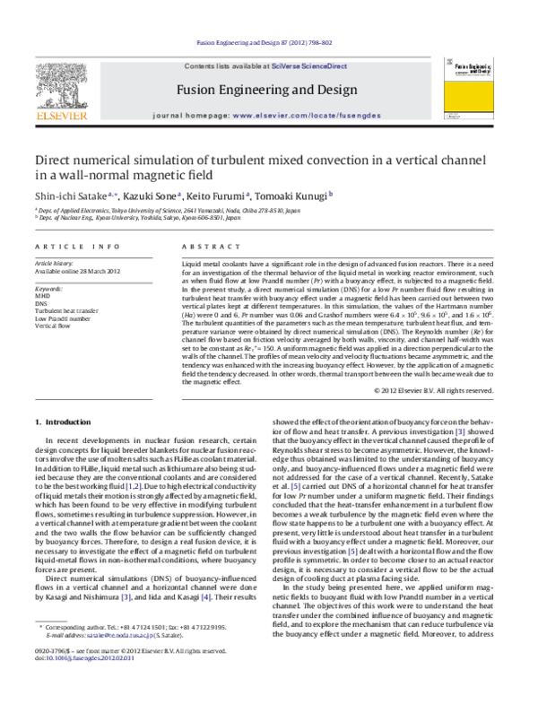 (PDF) Direct numerical simulation of turbulent mixed convection in a ...
