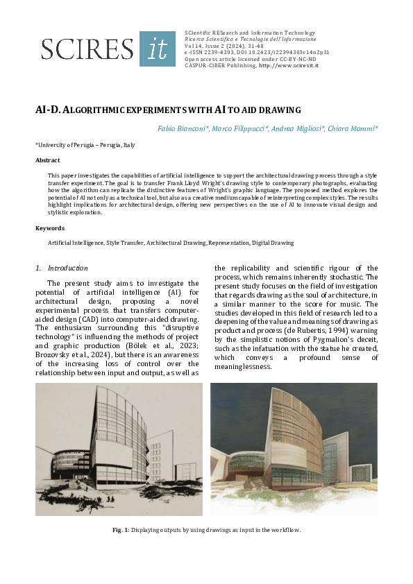(PDF) AI-D. ALGORITHMIC EXPERIMENTS WITH AI TO AID DRAWING