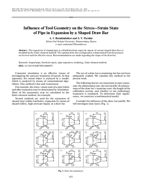 (PDF) Influence of Tool Geometry on the Stress-Strain State of Pipe in ...
