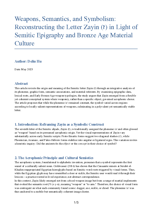 (PDF) Weapons, Semantics, and Symbolism: Reconstructing the Letter ...