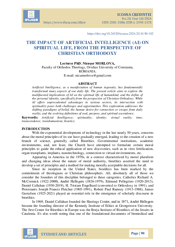 (PDF) THE IMPACT OF ARTIFICIAL INTELLIGENCE (AI) ON SPIRITUAL LIFE ...