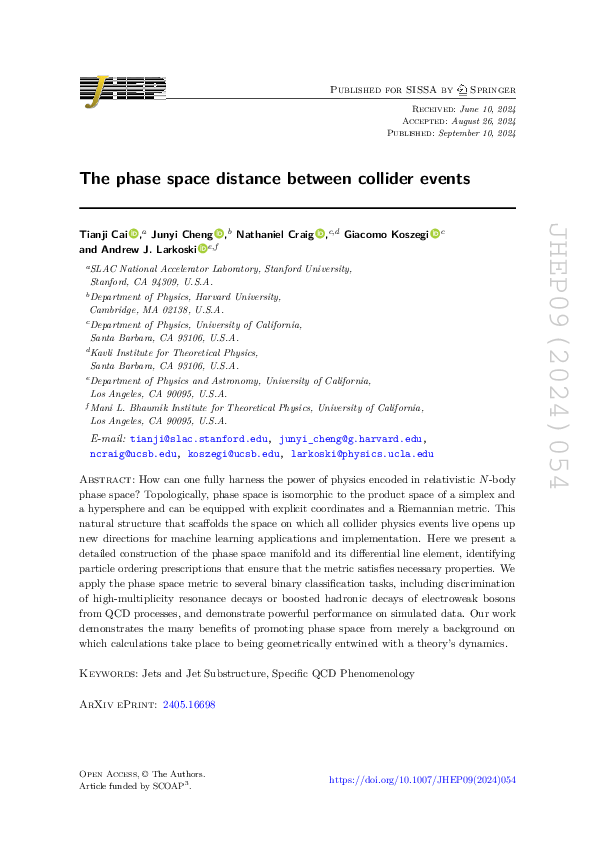 (PDF) The phase space distance between collider events