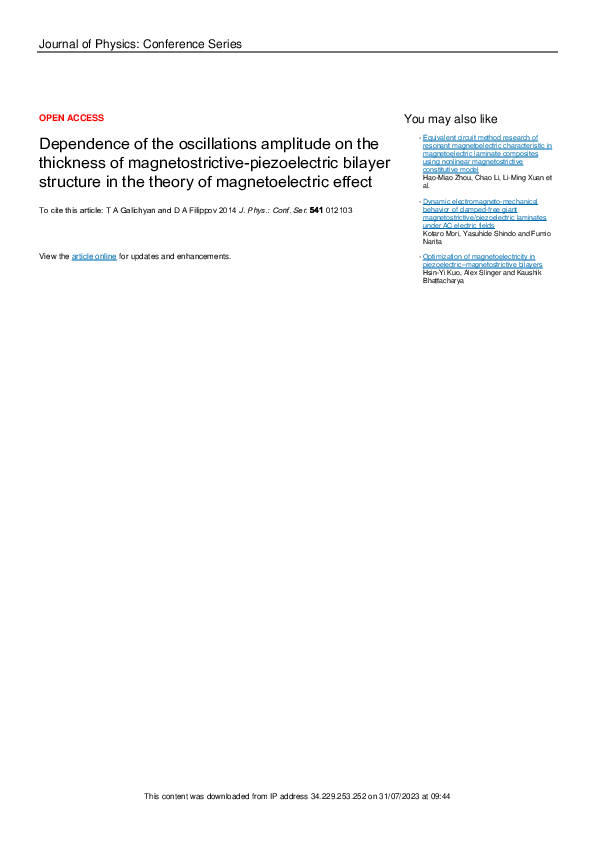 (PDF) Dependence of the oscillations amplitude on the thickness of ...