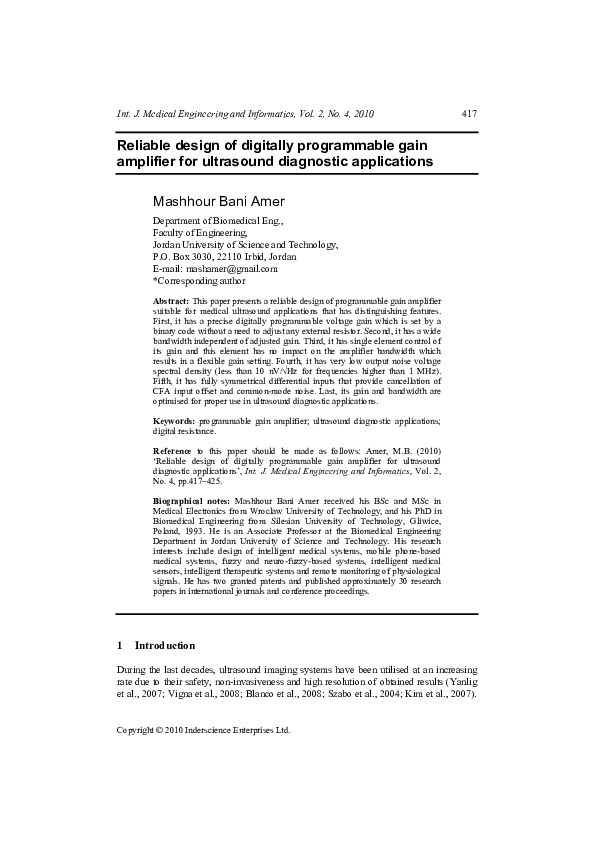 (PDF) Reliable design of digitally programmable gain amplifier for ...