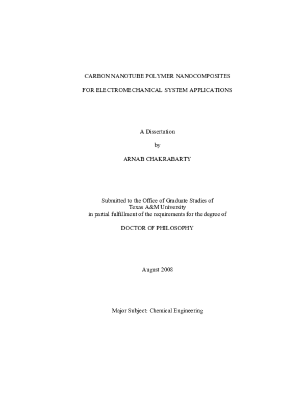 (PDF) Carbon nanotube polymer nanocomposites for electromechanical ...