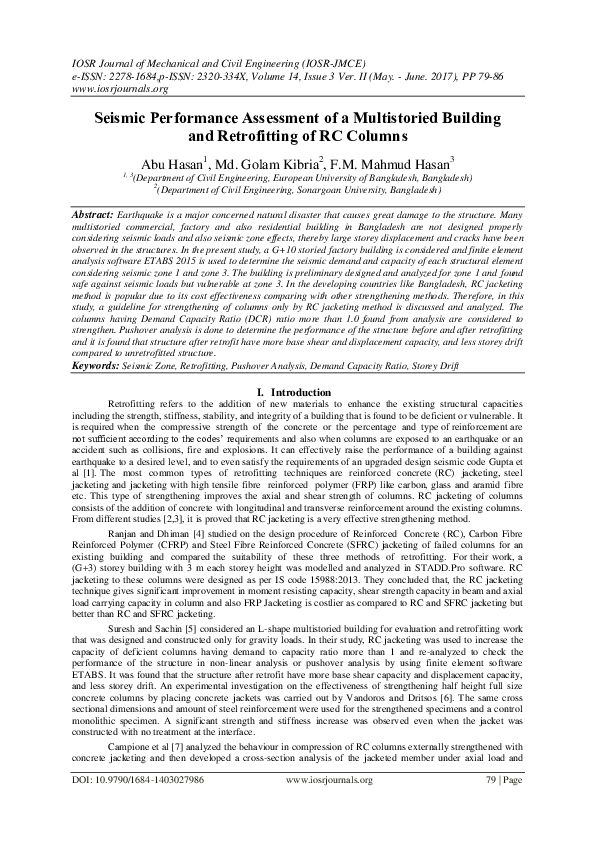(PDF) Seismic Performance Assessment of a Multistoried Building and ...