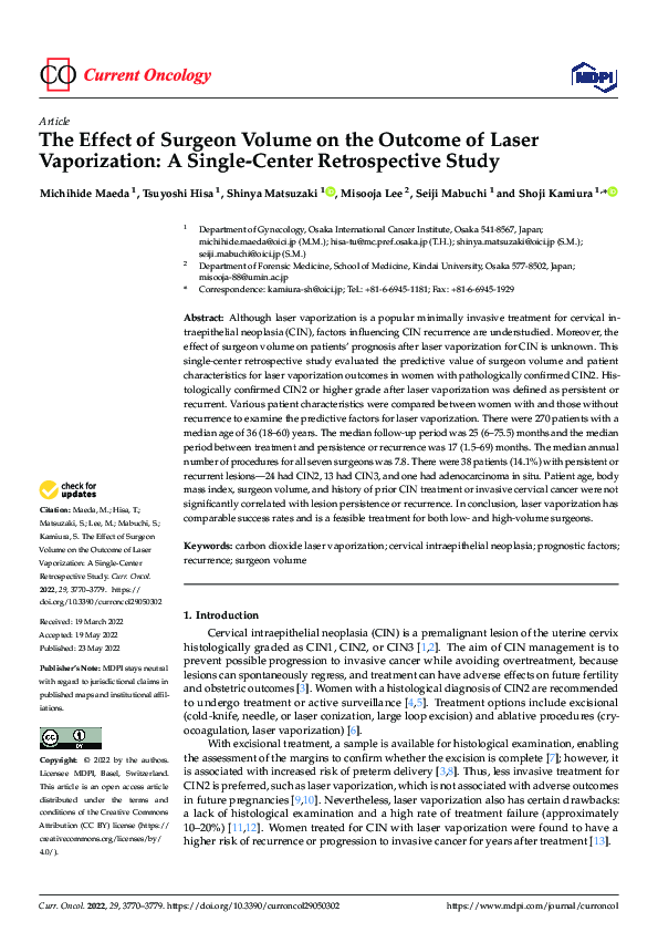 (PDF) The Effect of Surgeon Volume on the Outcome of Laser Vaporization ...