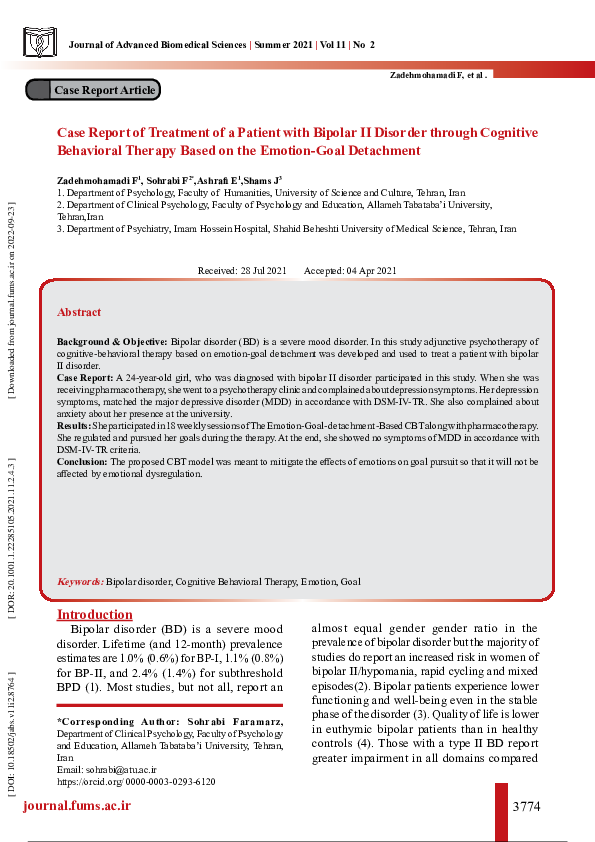 (PDF) Case Report of Treatment of a Patient with Bipolar II Disorder ...
