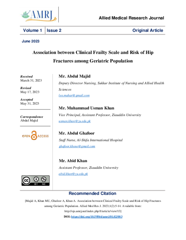 (PDF) Association between Clinical Frailty Scale and Risk of Hip ...