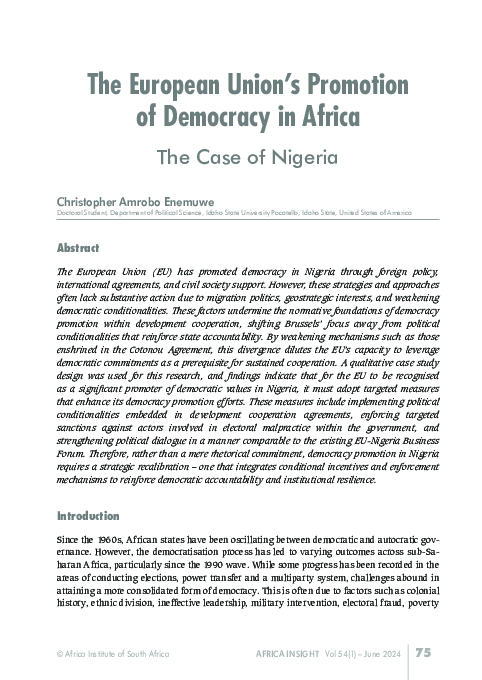 (PDF) The European Union's Promotion of Democracy in Africa: The Case ...