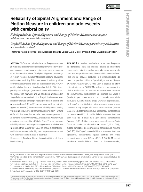 (PDF) Reliability of Spinal Alignment and Range of Motion Measure in ...