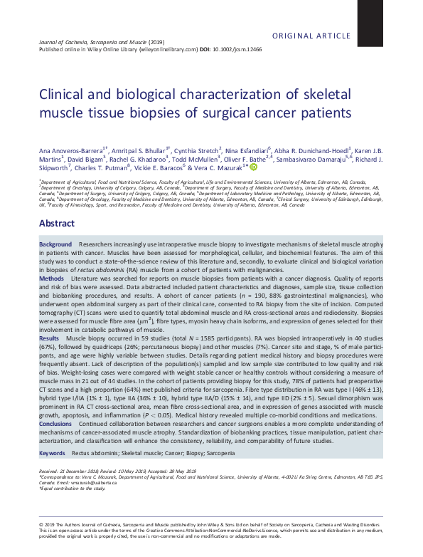 (PDF) Clinical and biological characterization of skeletal muscle ...
