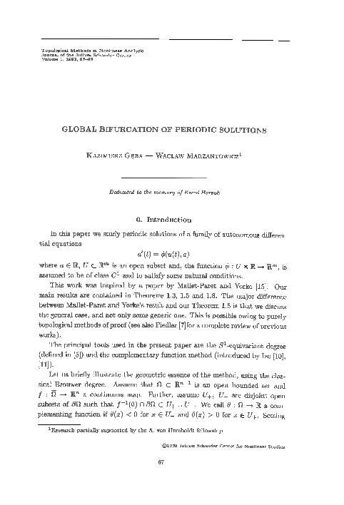 (PDF) Global bifurcation of periodic solutions