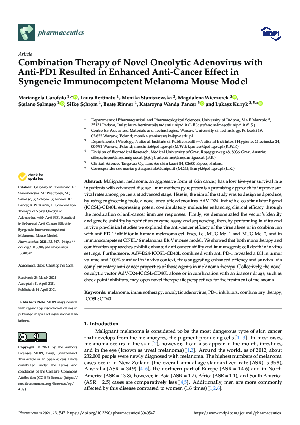 (PDF) Combination Therapy of Novel Oncolytic Adenovirus with Anti-PD1 ...