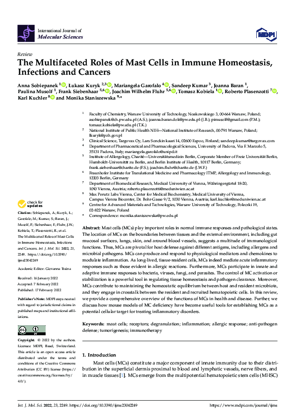 (PDF) The Multifaceted Roles of Mast Cells in Immune Homeostasis ...