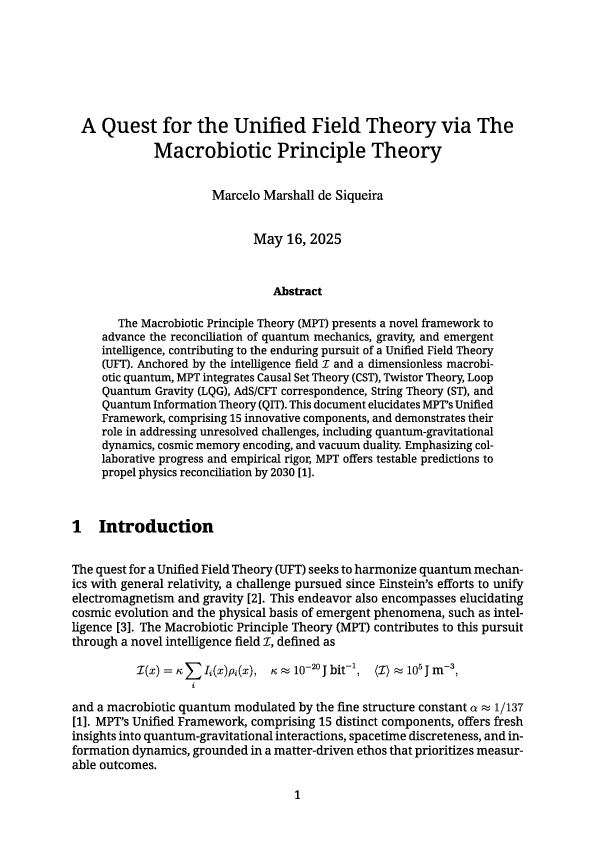 (PDF) A Quest for the Unified Field Theory via The Macrobiotic ...
