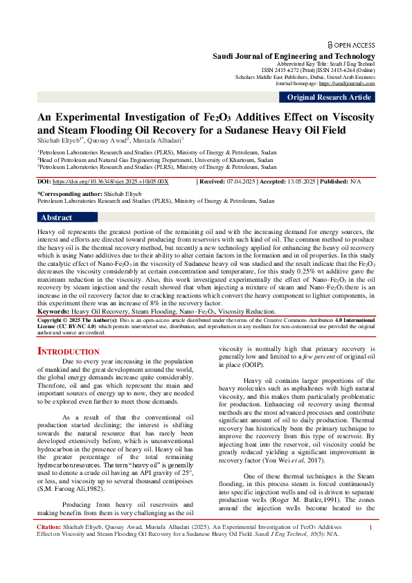 (PDF) An Experimental Investigation of Fe2O3 Additives Effect on ...