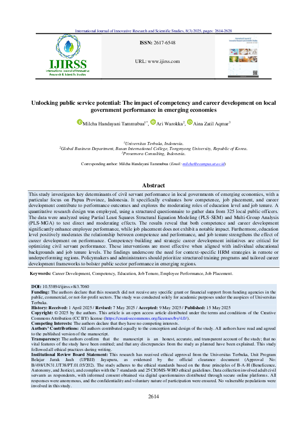 (PDF) Unlocking public service potential: The impact of competency and ...