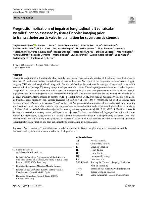 (PDF) Prognostic implications of impaired longitudinal left ventricular ...