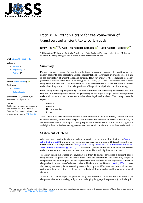 (PDF) Potnia: A Python library for the conversion of transliterated ...