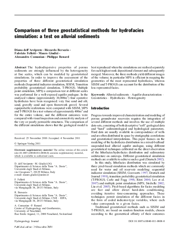 (PDF) Comparison of three geostatistical methods for hydrofacies ...
