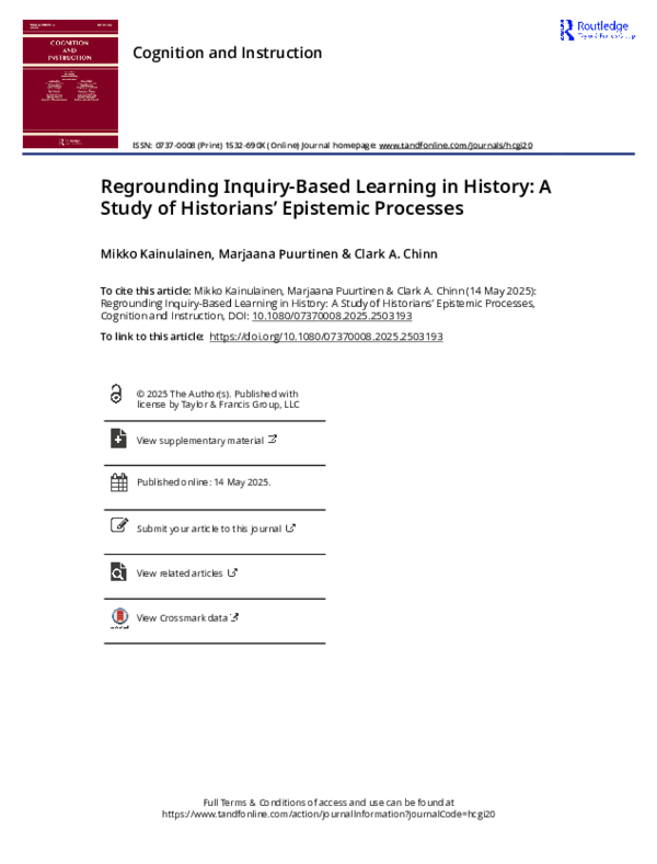 (PDF) Regrounding inquiry-based learning in history: A study of ...