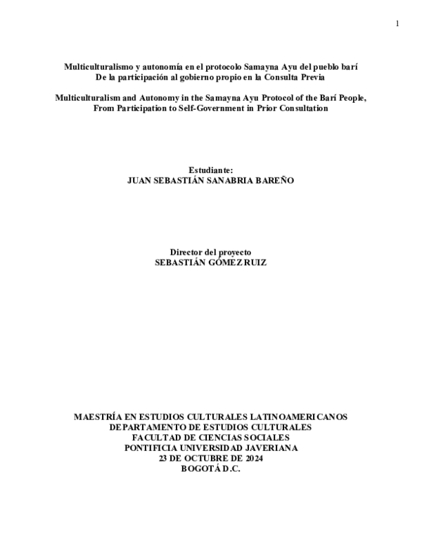 (PDF) Multiculturalismo y autonomía en el protocolo Samayna Ayu del ...