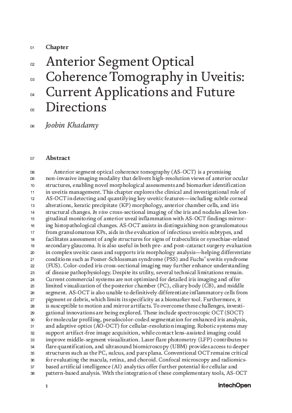 (PDF) Anterior Segment Optical Coherence Tomography in Uveitis: Current ...
