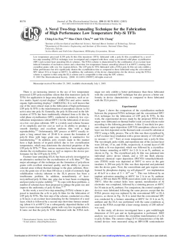 (PDF) A Novel Two-Step Annealing Technique for the Fabrication of High ...